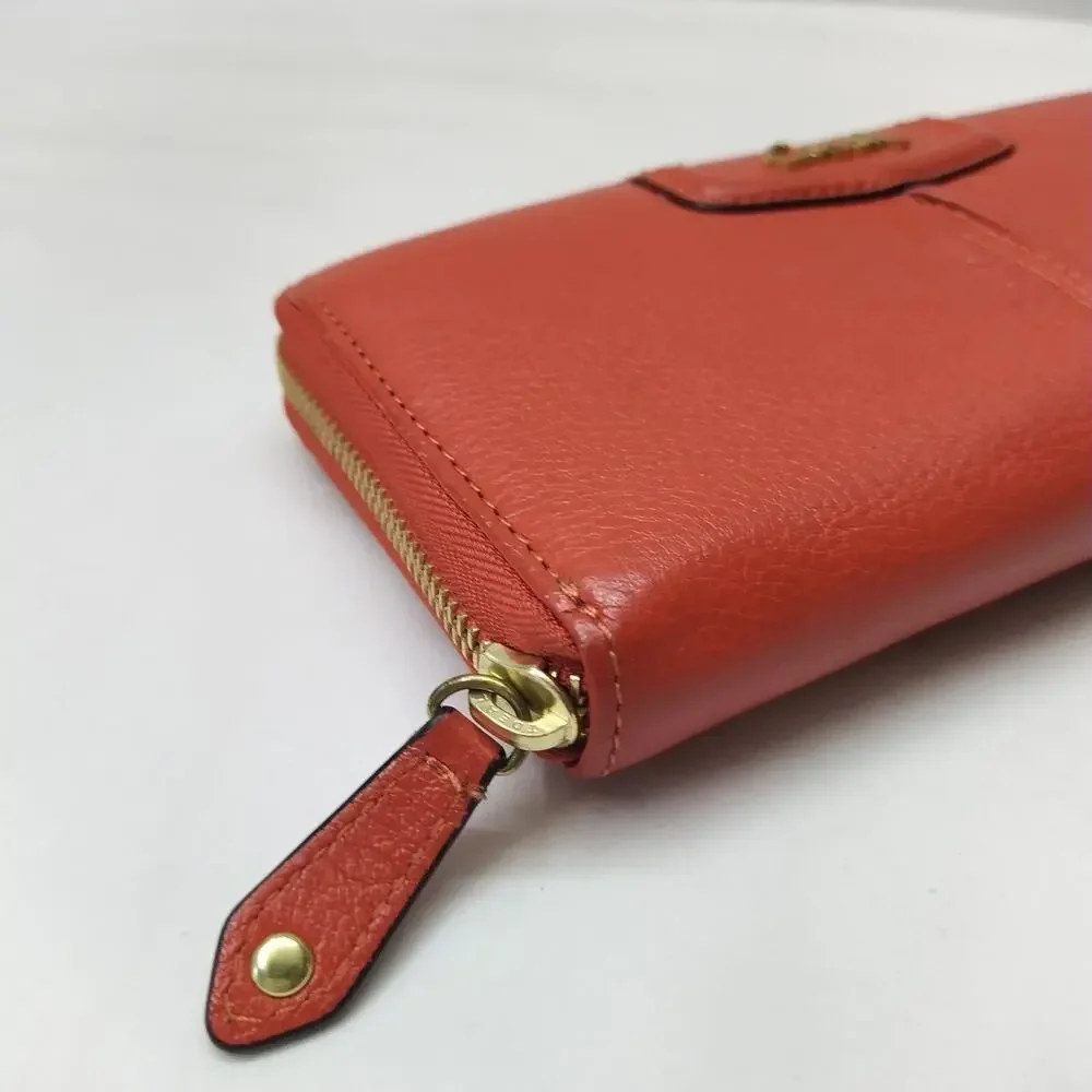 Coach Ashley Red Leather Zip Around Credit Card Wallet
